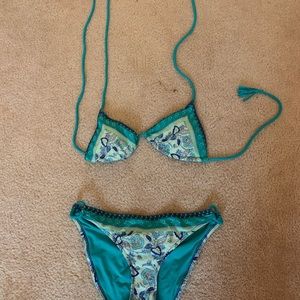 Turquoise printed American Eagle Bikini